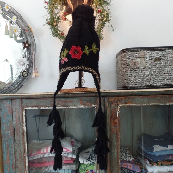 Free People x French Knot Embordered Knit Trapper Hat - Picture 3 of 10